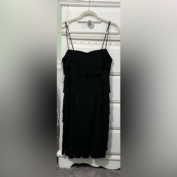 JS Collections black dress with ruffles size 12 - Picture 1 of 7